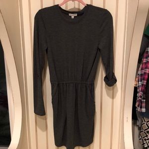 GREY COMFY DRESS WITH ROLLABLE SLEEVES